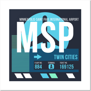 Twin Cities (MSP) Airport // Sunset Baggage Tag Posters and Art